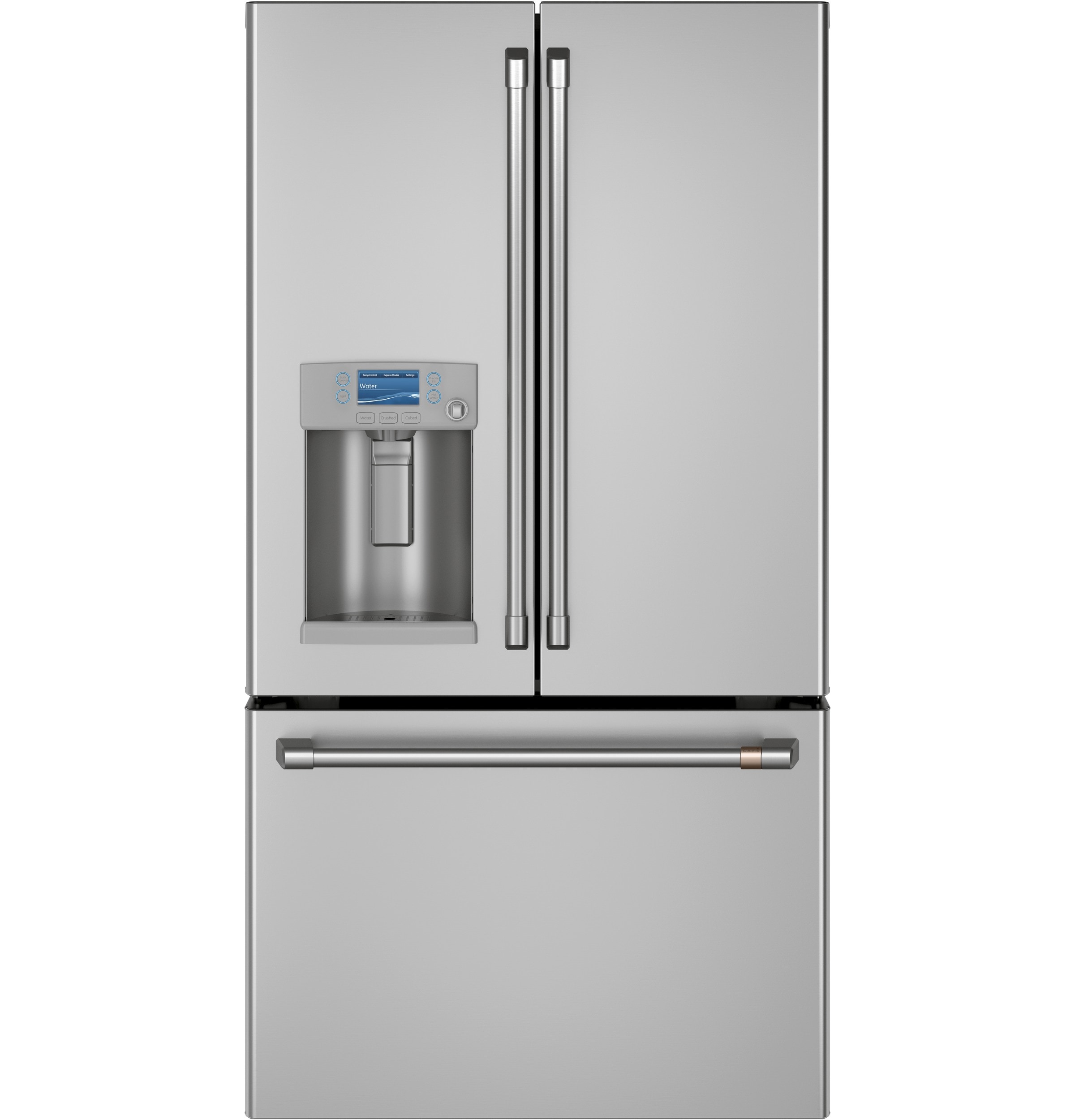 Cafe Counter-Depth Hot Water Dispenser 22.2-cu ft 3 -Door Smart Compatible French Door Refrigerator with Ice Maker with Water and Ice Dispenser ( Stainless Steel ) ENERGY STAR Certified