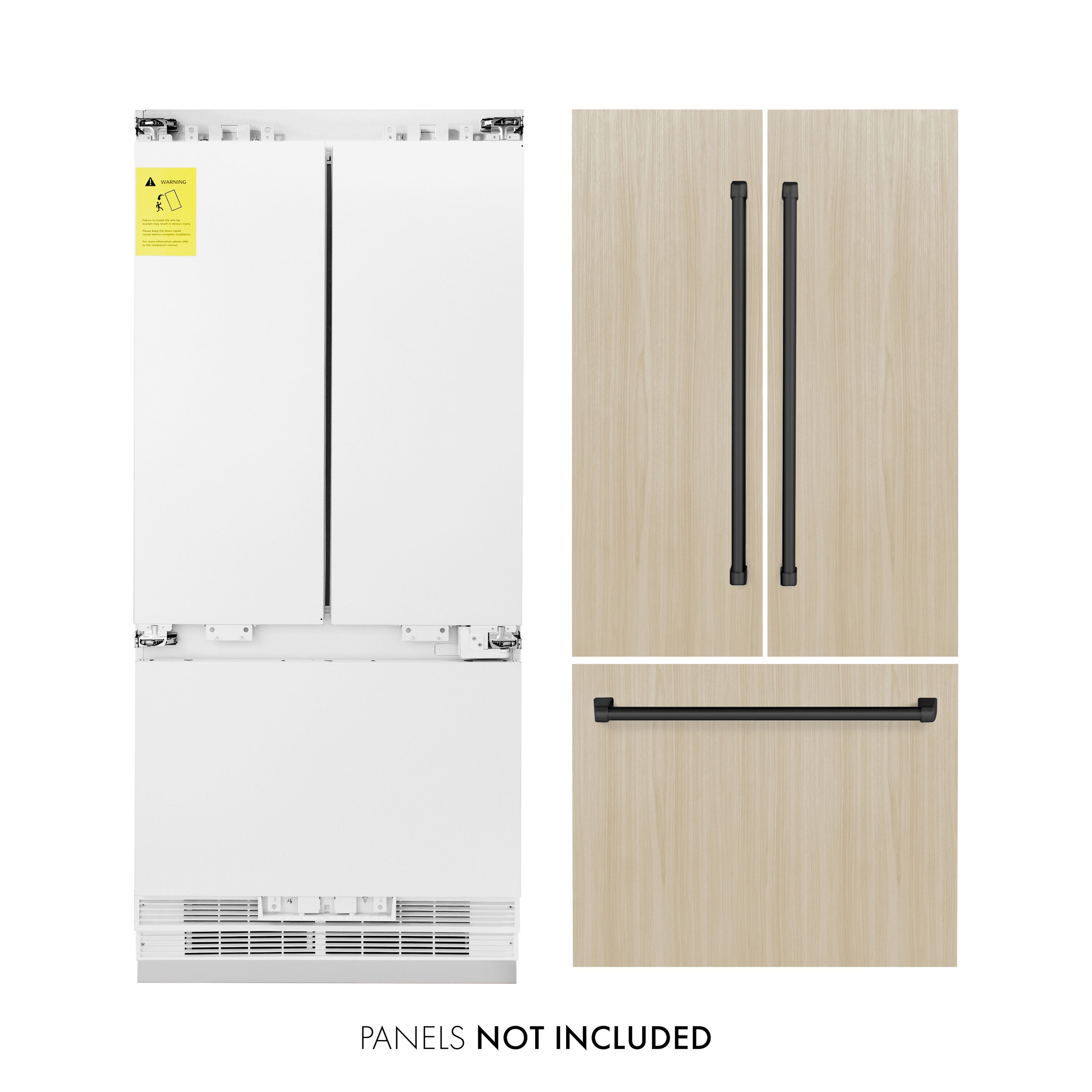 ZLINE KITCHEN & BATH Counter-Depth 19.6-cu ft 3 -Door Built-In French Door Refrigerator with Ice Maker with Water and Ice Dispenser ( Panel-Ready ) ENERGY STAR Certified