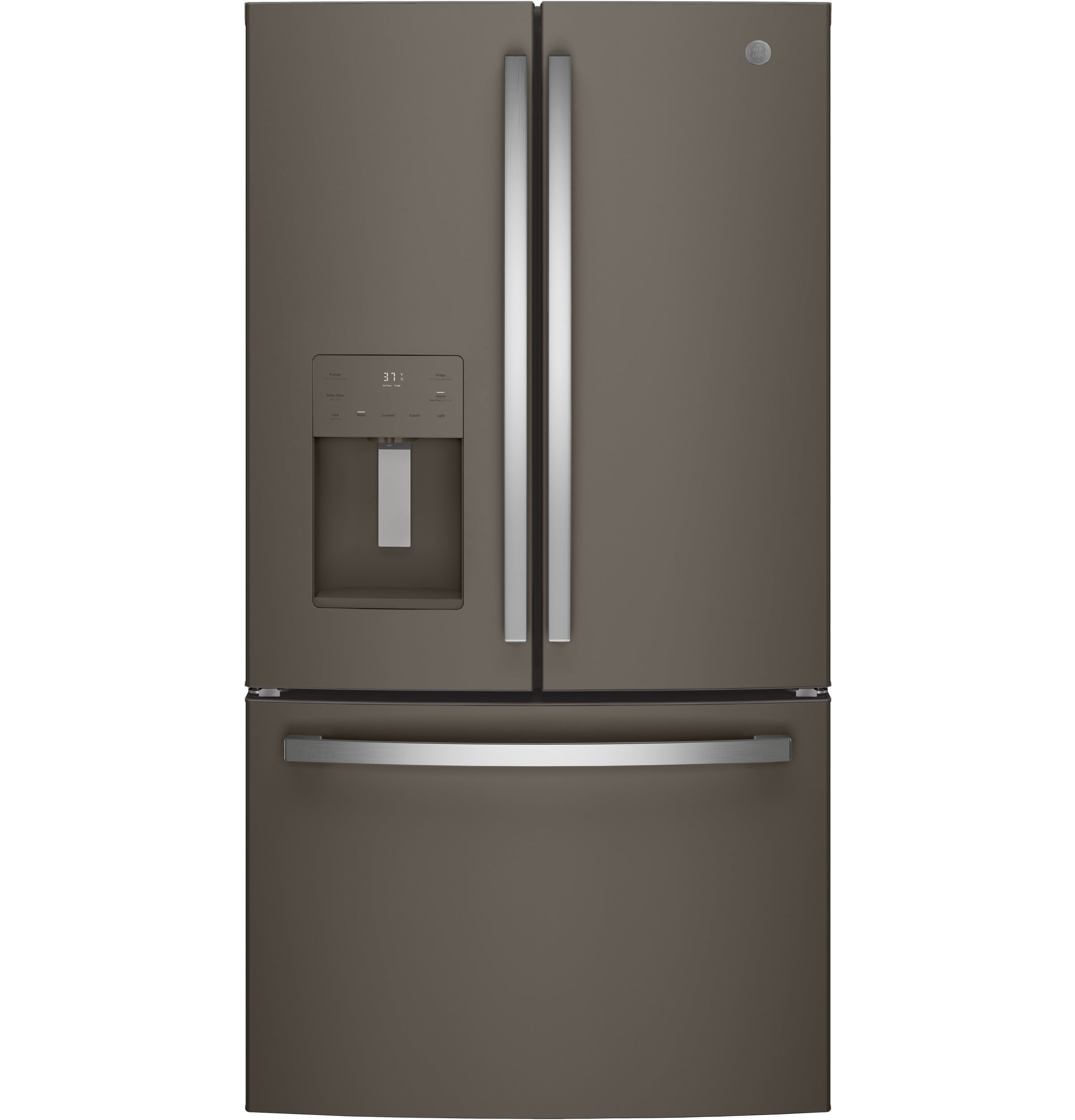 GE Standard-Depth 25.6-cu ft 3 -Door French Door Refrigerator with Ice Maker with Water and Ice Dispenser ( Slate ) ENERGY STAR Certified