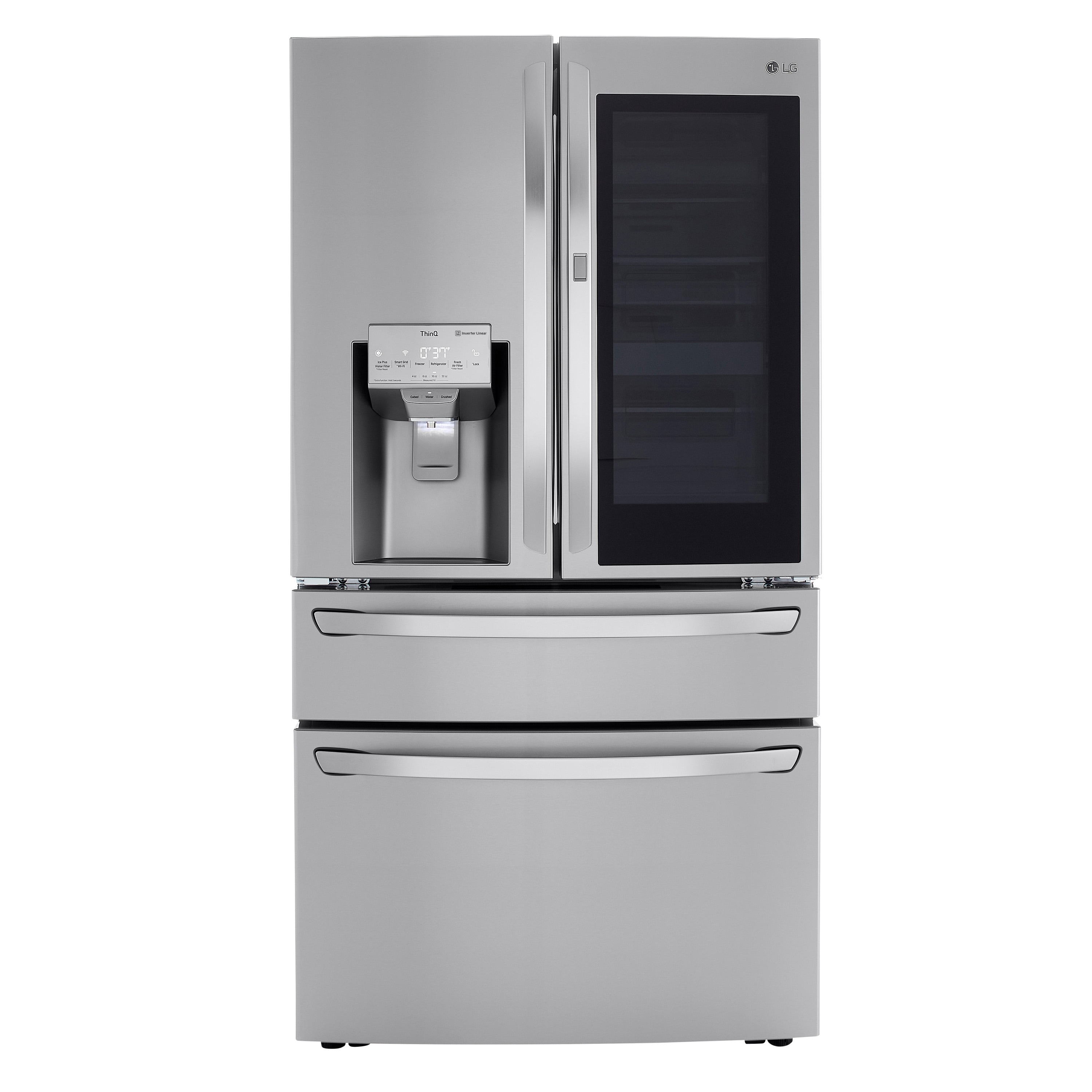 LG Standard-Depth Craft Ice Full-Convert Drawer 29.5-cu ft 4 -Door Smart Compatible French Door Refrigerator with Dual Ice Maker with Water and Ice Dispenser and Door within Door ( Printproof Stainless Steel ) ENERGY STAR Certified