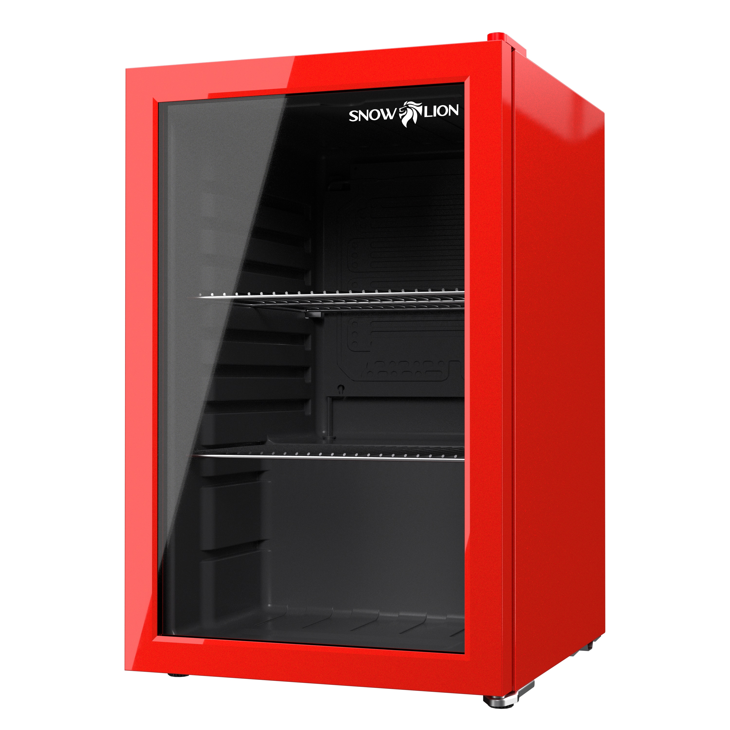 SnowLion Premium 69L Beverage Glass Door 2.4-cu ft Mini Fridge ( Red ) Garage Ready